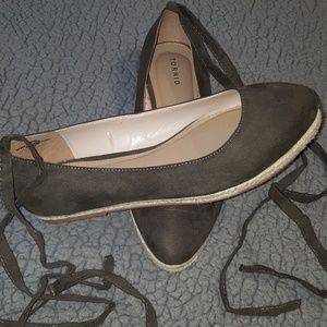Torrid Olive Green Ballet Tie Wrap Flats Plus